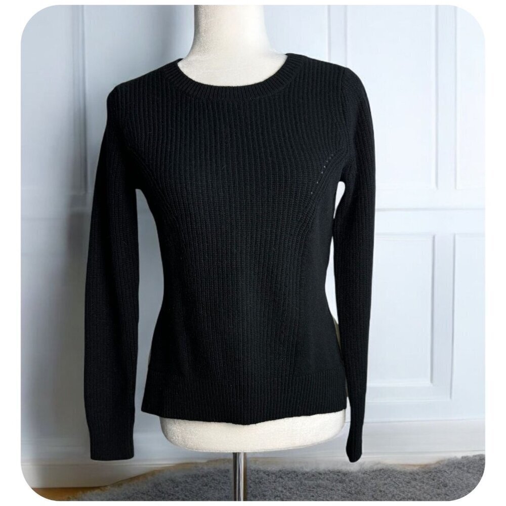 Club Monaco Black Ivory Wool Angora Blend Sweater Mixed Media Women's Size XS
